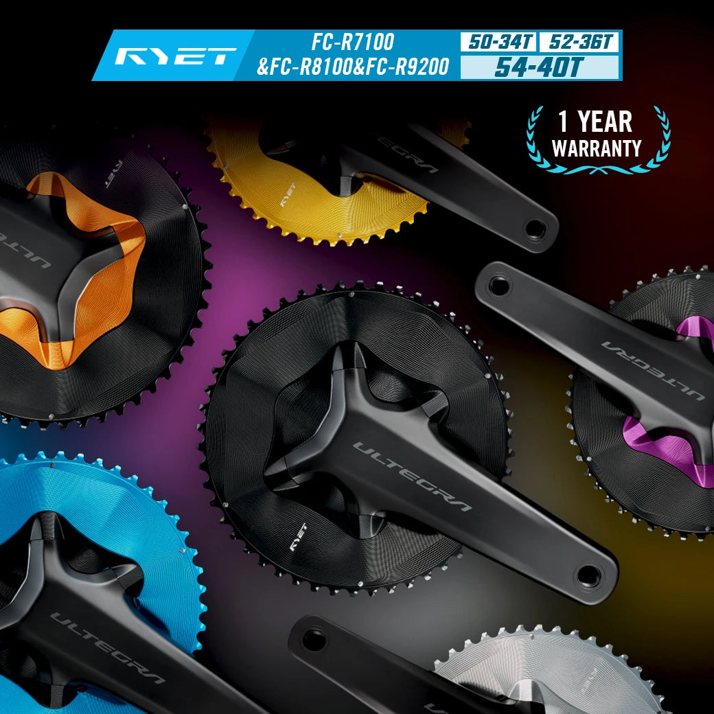 RYET Aero Road Bike Chainring 50-34T 52-36T 54-40T for Shimno Dura-Ace R9200 Ultegra R8100 105 R7100 12s 2x Groupsets Parts
