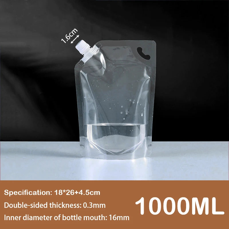 Transparent Spout Beverage Bag Reusable For Outdoor Travel Grain Storage Portable Ic Spout Pouches For Party Fruit Juice Beer