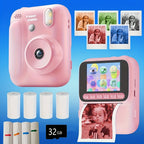 Color Printing Camera  Kids Instant Camera 32GB 1080P Thermal Print Digital Camera Print Photo Video Games Music Children Gift