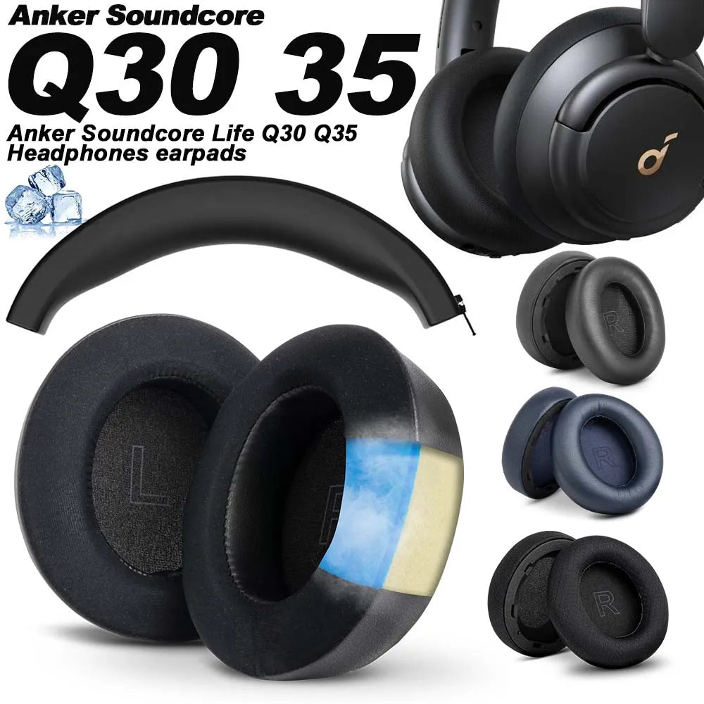 Earphone pads For Anker Soundcore Life Q30 Q35 replacement pink Earpads headphones Earmuffs Mesh Memory Covers Sponge  Protein