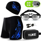 YUKE Swim suits men swimwear with Swimming Goggles Cap Ear Plugs Nose Clip and mens swim briefs swimming shorts for men swim