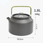 0.8L/1.1L/1.2L/1.6L/2L/2.5L Aluminum alloy Portable Outdoor Camping Coffee and Tea Kettle for Hiking Fishing Picnic and Cooking