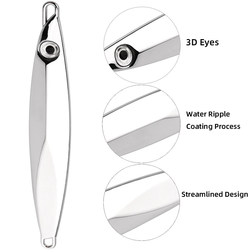 Metal Cast Jigging Lures Set 10g-60g Spinner Spoon Fishing Lures Sinking Far Casting Jigging Bait Spoon Spinnerbait for Fishing