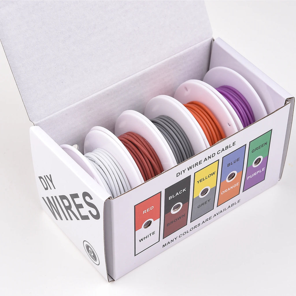 5 Colors 16/18/20/22/24/26/28/30 AWG Stranded Electrical Wire Flexible Silicone Tinned Copper Wires 18 Gauge Hookup Wire Cable