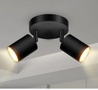 Modern LED Ceiling Light - 350° Rotatable Dual GU10 Wall Light, Black (Energy-Saving) for Hallway, Living Room, Bedroom, Kitchen