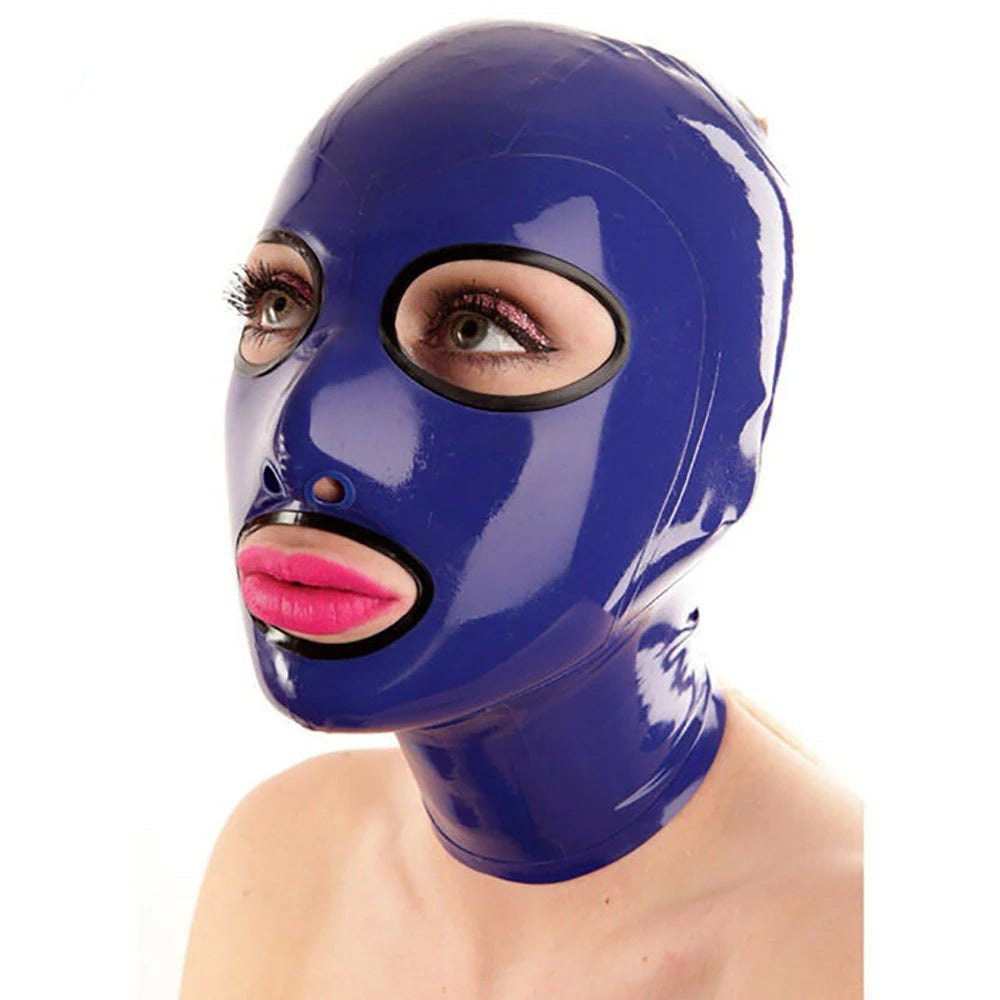 Red Latex Mask Catsuits Bodysuit Hood Cosplay Mask Party Latex Hoods Rubber Hood