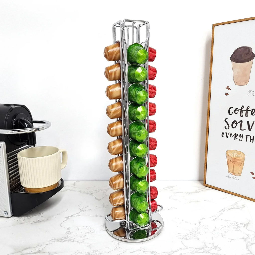 1PC 40 Pod Coffee Capsules Nespresso Coffee Pods Holder Rotating Rack Coffee Capsule Stand Storage Shelve Organization Holder