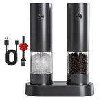 Electric Salt and Pepper Grinder Set USB Rechargeable Electric Adjustable Coarseness Pepper Grinder Mills with Storage Base