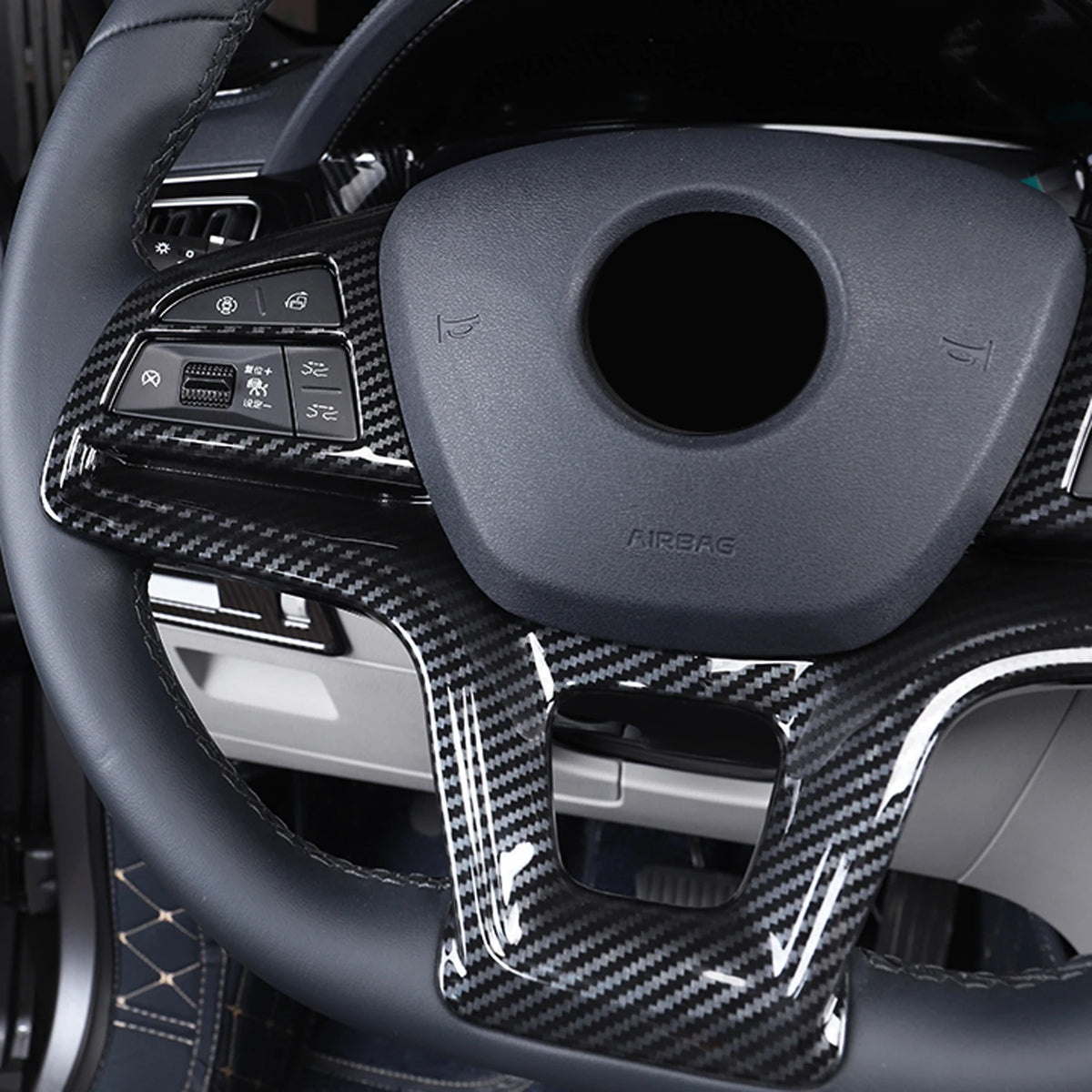 Fit for BYD Song PLUS DM-i EV / Seal U / Sealion 6 2021-2025 Carbon Fiber Printed Interior Steering Wheel Decor Cover Trim