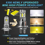 2x Three Sides Light H7 H8 LED Headlight Kit With Fan Canbus Error Free 6500K Wireless Turbo Driving Headlamp Replacement Bulbs