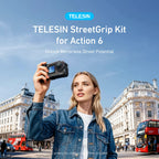 TELESIN Hand Grip Aid Remote Control Kit Aluminum alloy Set For DJI OSMO Action6 Rabbit Cage Quick release Protective case