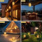 Rattan Solar Lanterns Outdoor Hanging Solar Bulb Lights Waterproof Country Decor Solar Table Light Decoration for Garden Yard