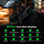 EJEAS V6 PRO + Bluetooth Motorcycle Helmet Intercom Headset with 800M BT Interphone Communicator for 6 Riders Waterproof MP3
