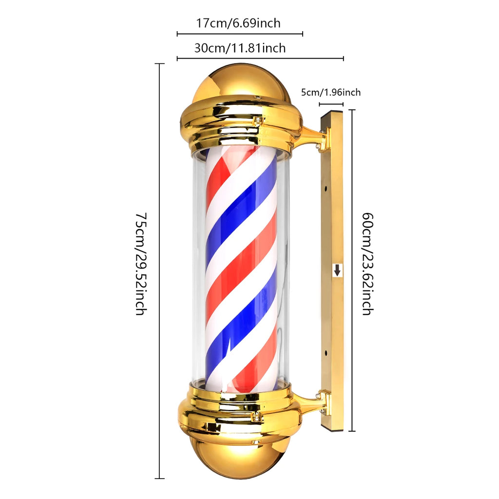 Hairdressing Entrance Lamp Barber Shop Cylindrical Rotating Sign Light Outdoor Shop Name Exclusive Prop Lighting Tool