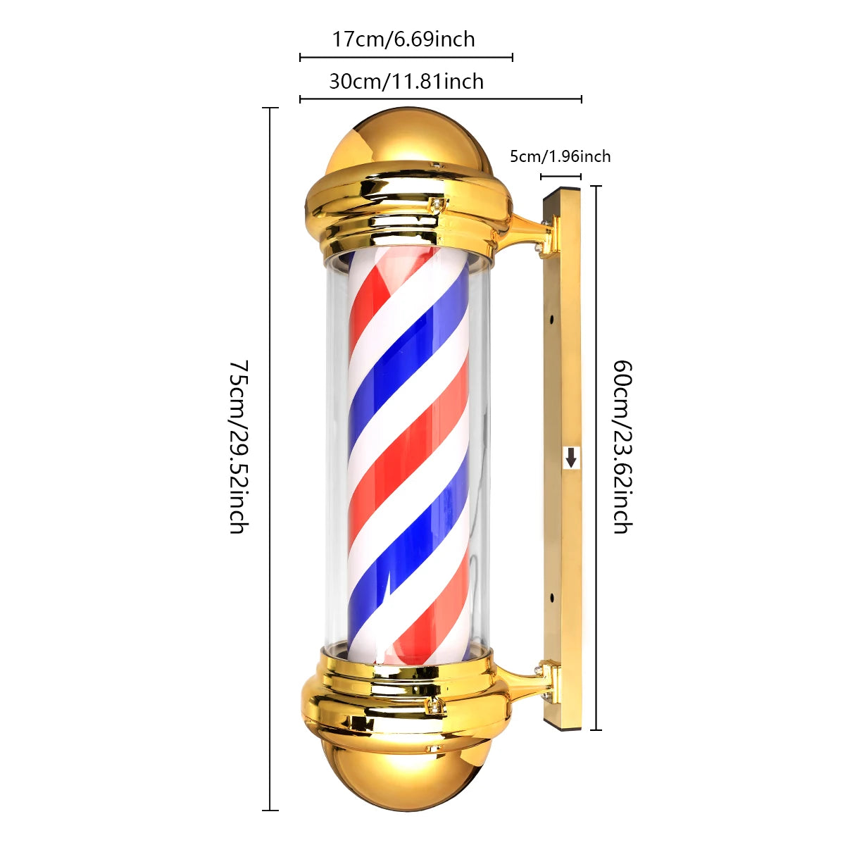 Hairdressing Entrance Lamp Barber Shop Cylindrical Rotating Sign Light Outdoor Shop Name Exclusive Prop Lighting Tool