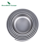 Boundless Voyage Titanium Bowls Dishes Set with Folding Handle Outdoor Camping Portable Plate Saucers Tableware 5 Packed Ti1096T