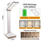 USB Desk Lamp 3 Levels Dimmable Touch Night Light USB Rechargeable Eye Protection Foldable Table Lamp For Bedroom Bedside Desk