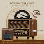 Retro Wireless Radio Portable AM/FM/SW with USB Rechargeable Battery With antenna, AUX and TF card playback, suitable for home