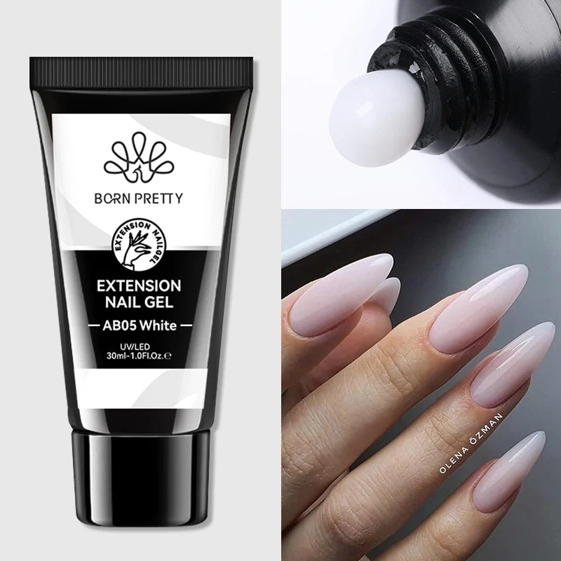 BORN PRETTY Acrylic Gel For Manicure Crystal 30ml Nail Gel Polish For Extension False Nail Tips Quick Building Hybrid Varnish