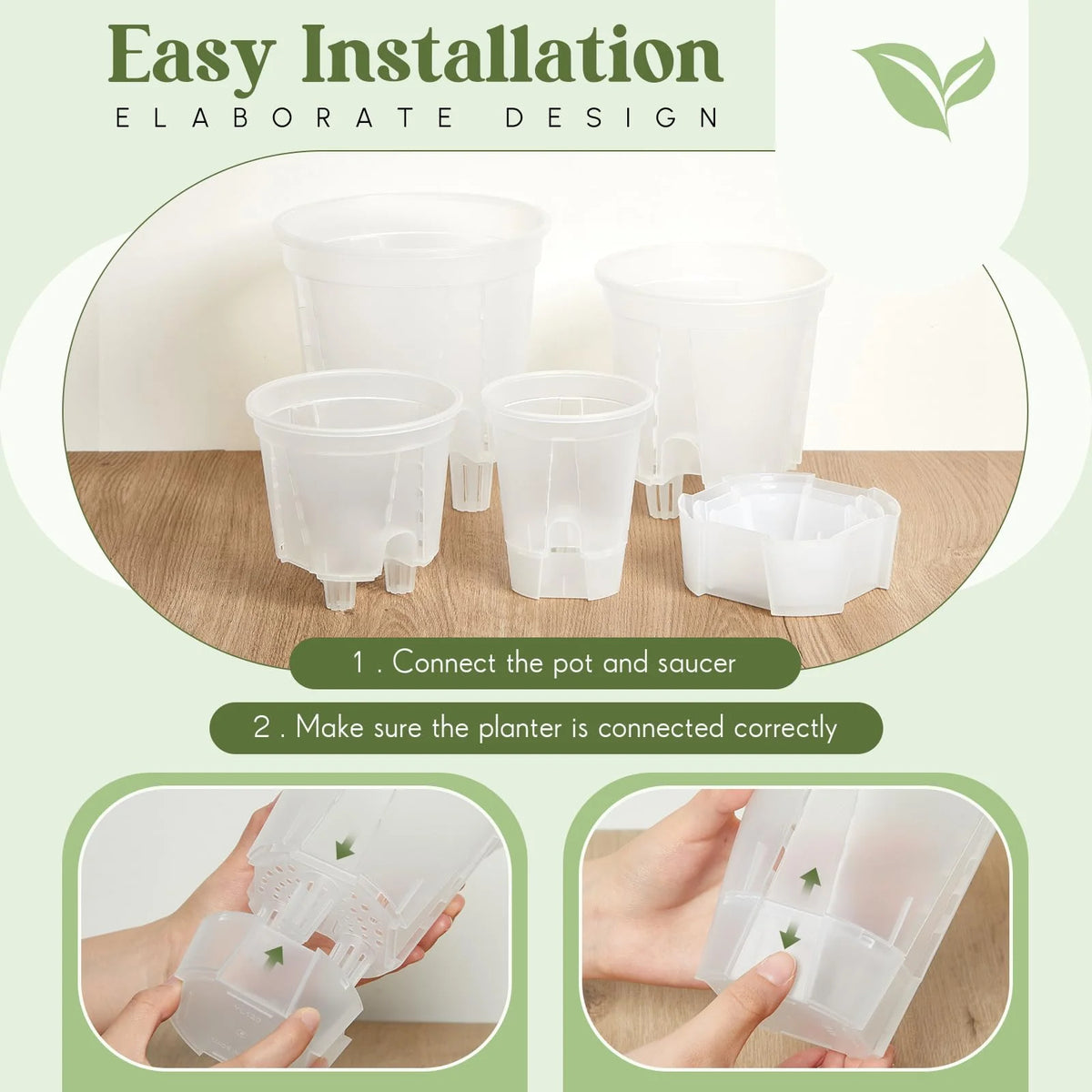 5Pcs Self-watering Pot Transparent Flowerpot with Reservoir Indoor Planter for Plants  Plastic Orchid Pot Home Bonsai Decor