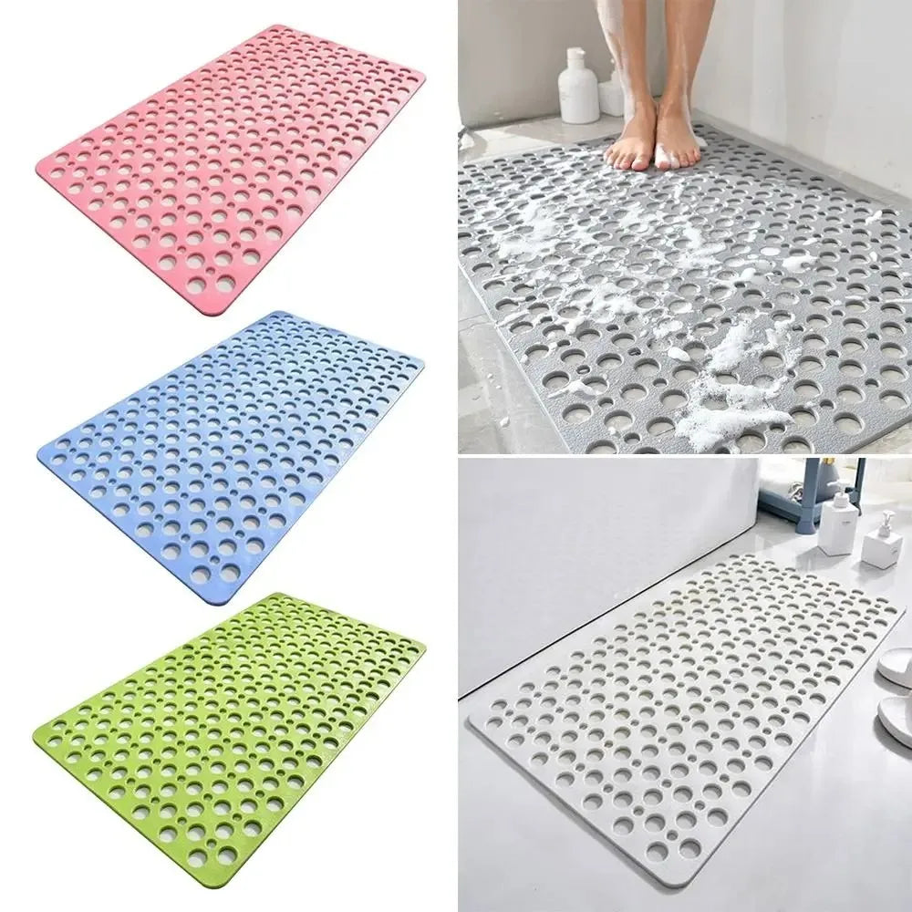 Rubber Non-Slip Bath Mat with Drain Holes, Anti-Mold Machine Washable Shower/Tub Mat