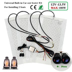 Universal Max 100W  Built-in Car Seat Heater Kit  Fit 2 Seats with 12V Carbon Fiber Heating Pads 3 Levels Control Switch System