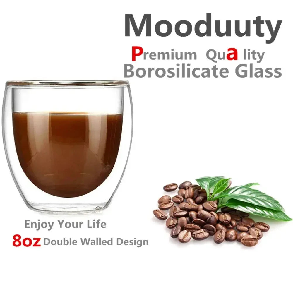 6pcs Double Wall Glass Cup 80ml Cute Mugs Coffee Cups Drinking Glasses for Drinks Personalized Mug Beer Tea Cup Set