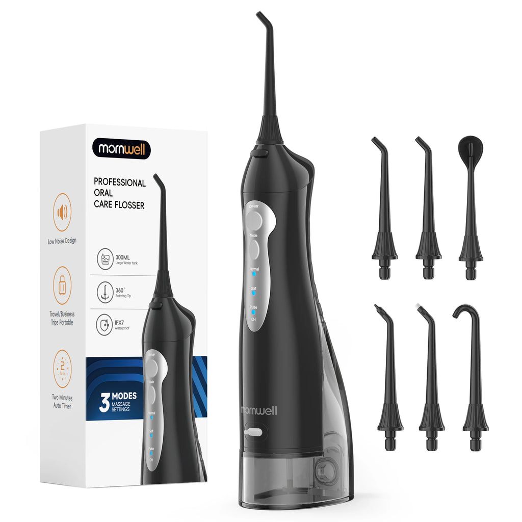 D52 Portable Cordless Water Flosser USB Rechargeable Water Jet Floss Tooth Pick 4 Jet Tip 300ml 3 Modes Teeth Clean for Travel