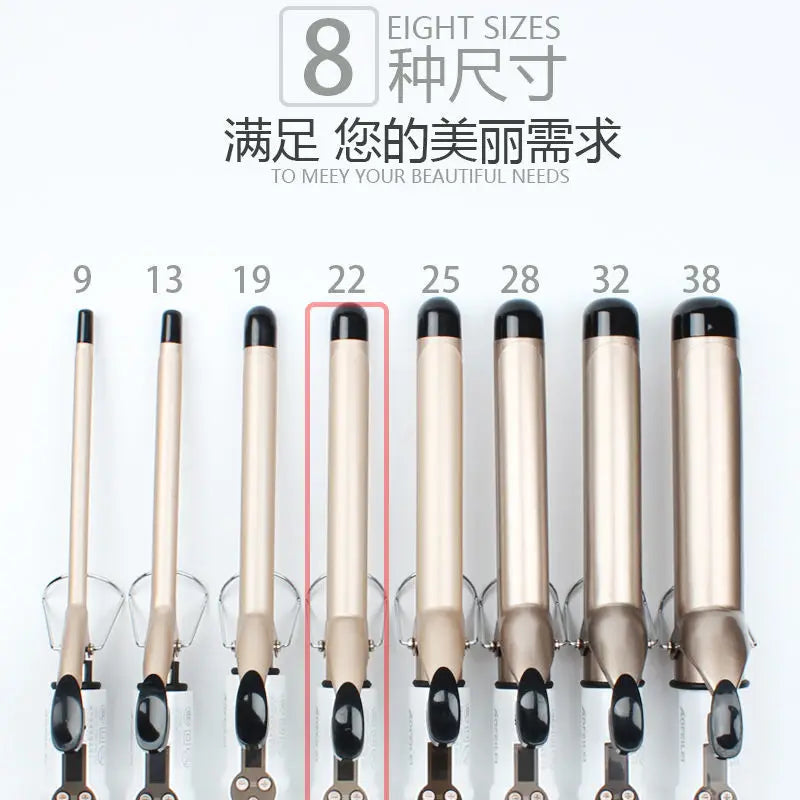 Temperature Setting Electric Hair Curler Straightener Long Curling Tong Wand 9-38mm Professional Hair Curling Iron LCD Screen