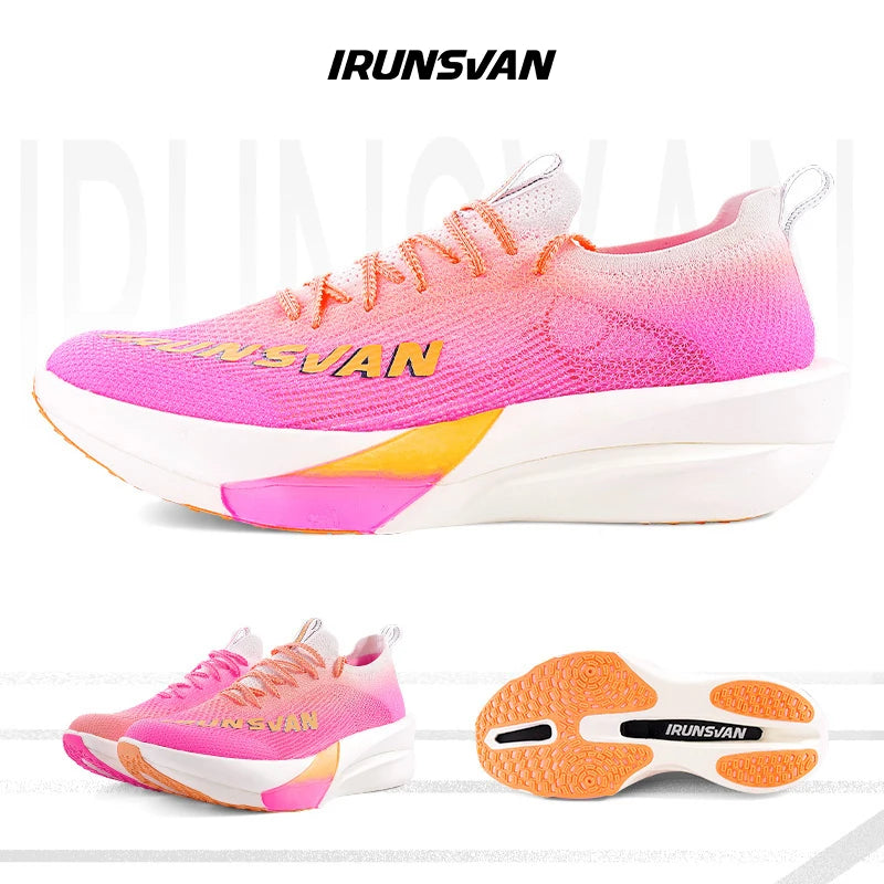 IRUNSVAN Carbon Plate Running Shoes, Breathable Mesh Anti-Slip Trainers, Men's/Women's