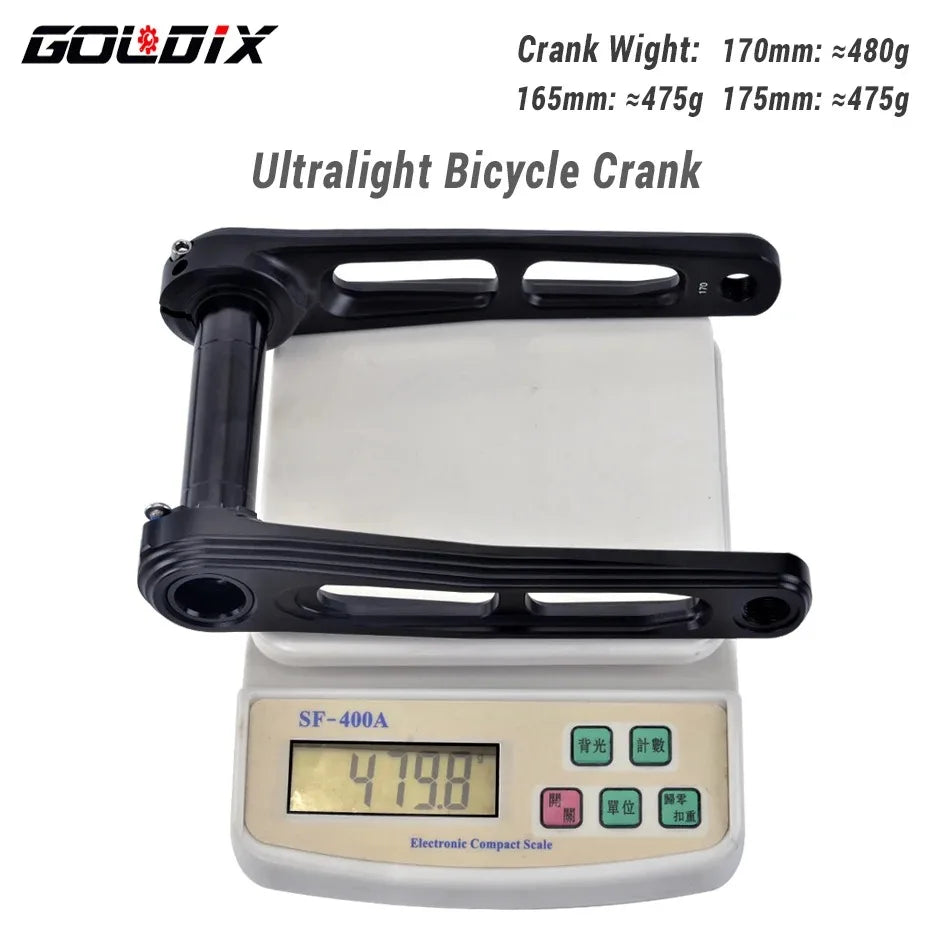 GOLDIX Ultralight Road Bike Crankset 50-34T/52-36T/53-39T for 3 Bolt Double Chainring 165/170/175mm Length Hollow Bicycle Crank