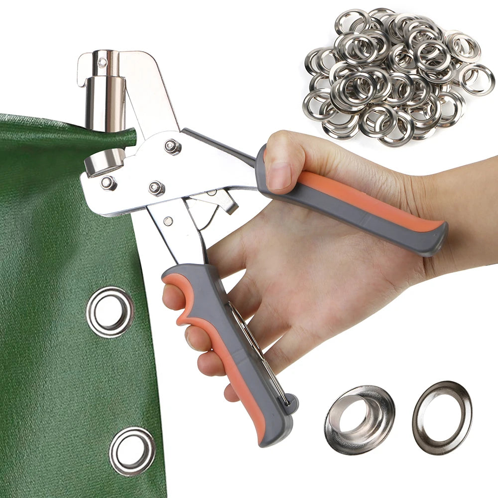 Handheld Hole Punch Eyelet Installation Tool 3/8 Inch 10mm Grommet Eyelet Plier Kit Metal Air Hole Rivet Plier