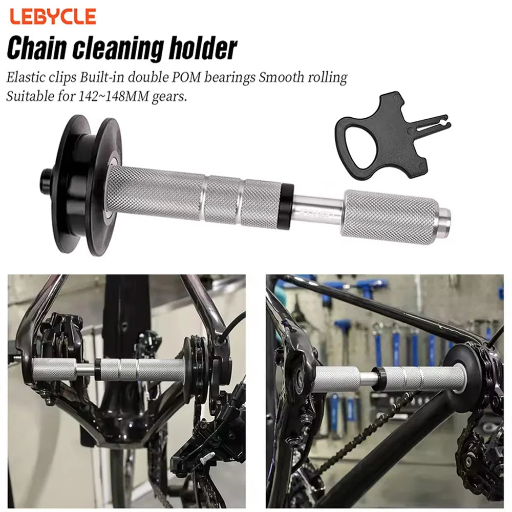 LEBYCLE Bicycle Chain Retainer Clean Tool Bike 12mm Thru Axle Chain Keeper Bike Chain Cleaning Freewheel Chain Washing Holder