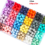LOFCA 100Pcs/lot 12MM Round Shape Silicone Beads Used in jewelry making Necklace Bracelets Keychain Jewelry accessories