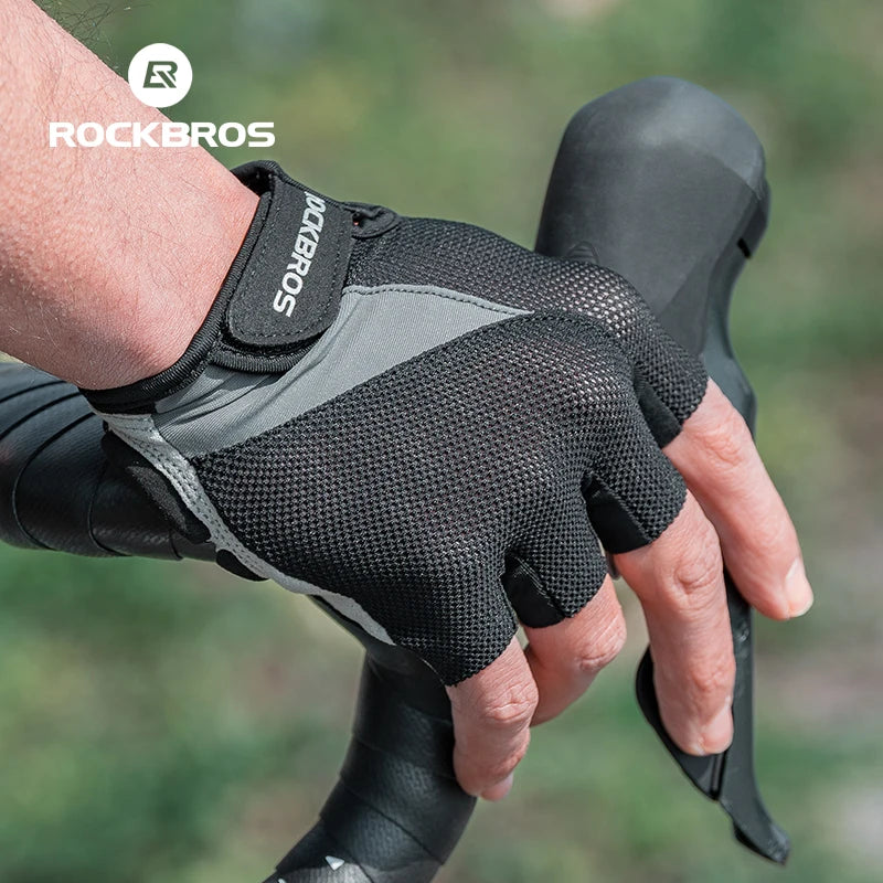 ROCKBROS Half Finger Bike Gloves MTB Road Spring Summer Breathable Shorts Bicycle Gloves Men Women Gel Padded Cycling Gloves