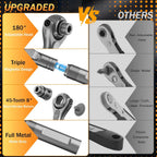 Galacok 40 in 1 Magnetic Ratchet Screwdriver Set, Multi-functional Wrench Set with 180° Adjustable Handle S2 Bits and Socket Set
