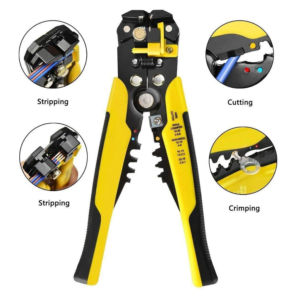 Self-Adjusting Wire Strippers and Crimper Tool,Hexagonal Self-Adjustable Ratchet Ferrule Crimping Tool Kit with Wire Terminals