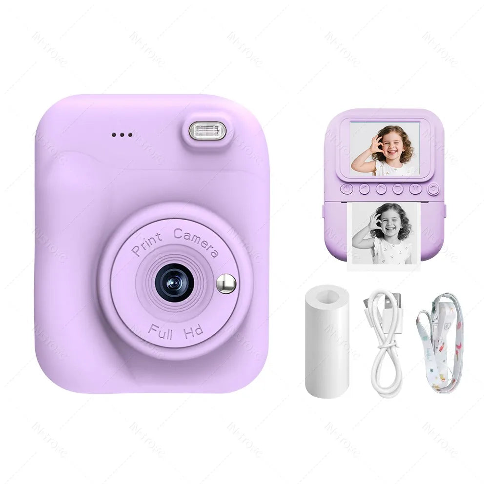 Kids Instant Camera Color Printing 2.4''IPS Digital 1080P Video Photo Thermal Printer 57x25mm as a Gift for Girls,Boys,Children