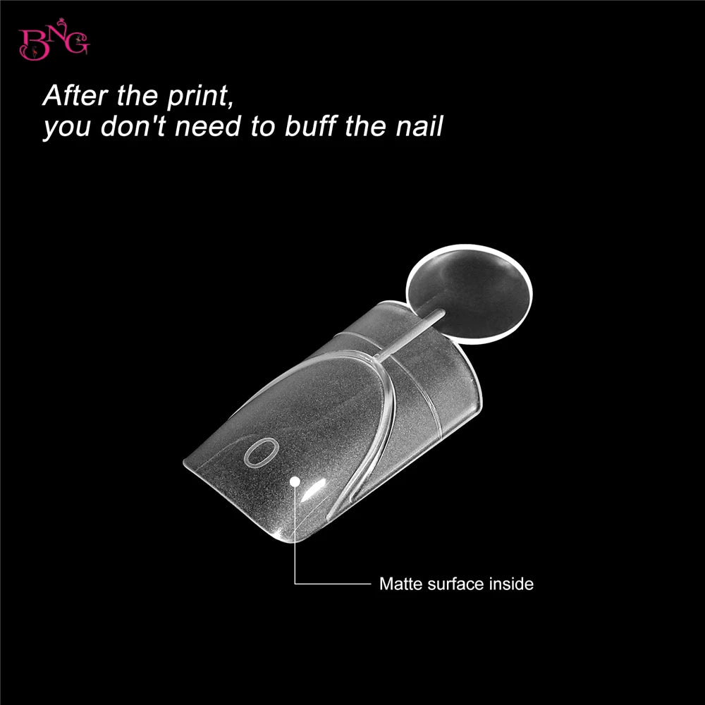 BNG 140Pcs Dual Forms with Inner Arc Line Oval Square Coffin Upper Forms for Quick French Matte  Nail Molds for Nail Extensions