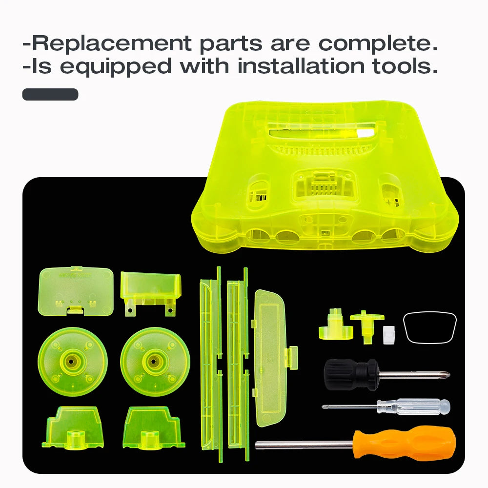 Bitfunx Replacement Plastic Shell Translucent Case for N64 Nintendo 64 Replacement Case Transparent Boxes