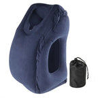 Flocked Inflatable Air Cushion Travel Pillow Headrest Chin Support Cushions for Airplane Plane Car Office Rest Neck Nap Pillows