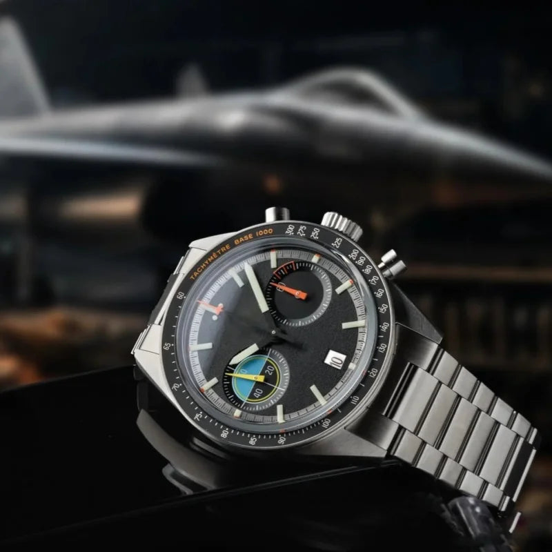 CILOA Men's Quartz Watch Waterproof Black Round Dial Casual Wristwatch