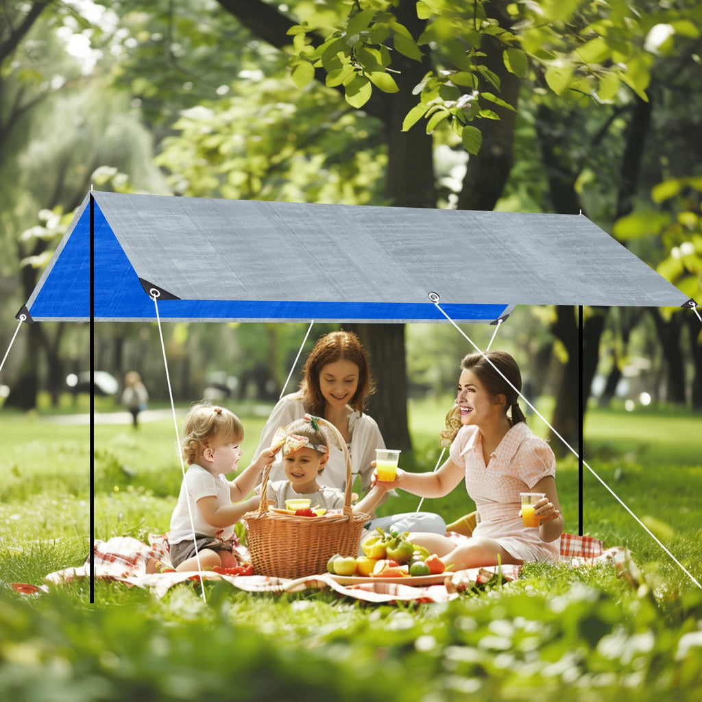 Large Tarpaulin Waterproof Camping Tent Tarp Garden Rain Cover Awning Beach Shade Canopy Multipurpose Outdoor Sun Shelter