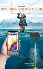 PuPoPan  Wireless Bluetooth Smart Sonar Fish Finder 48m/160ft Fish Finder Portable Outdoor Fishing Equipment For IOS Android