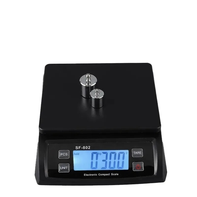30kg Digital Kitchen Food Scale 1g Precision LCD, Stainless Steel Platform, Tare, Black/White