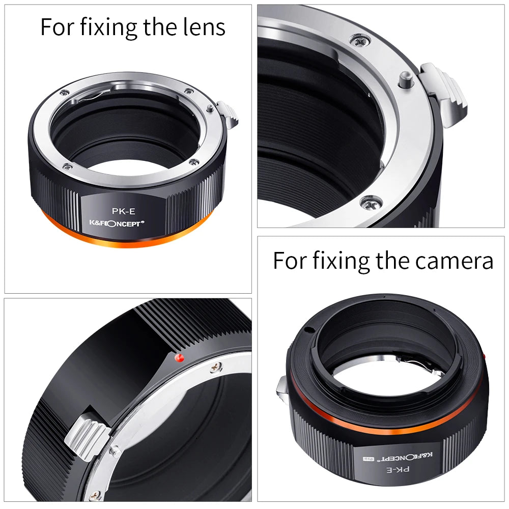 K&F CONCEPT PK-E Lens Mount Adapter for Pentax K PK Lens to Sony NEX E Mount Camera A5000 A5100 A6000 A6300 A6500 MF Cameras