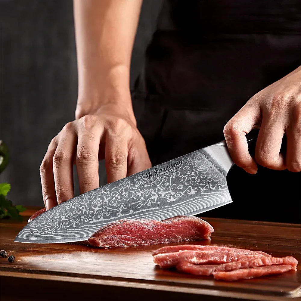 TURWHO 8-inch Professional Chef's Knives Japanese 67 Layer Damascus Steel Super Sharp Meat Vegetable Kitchen Knife Cooking Tools