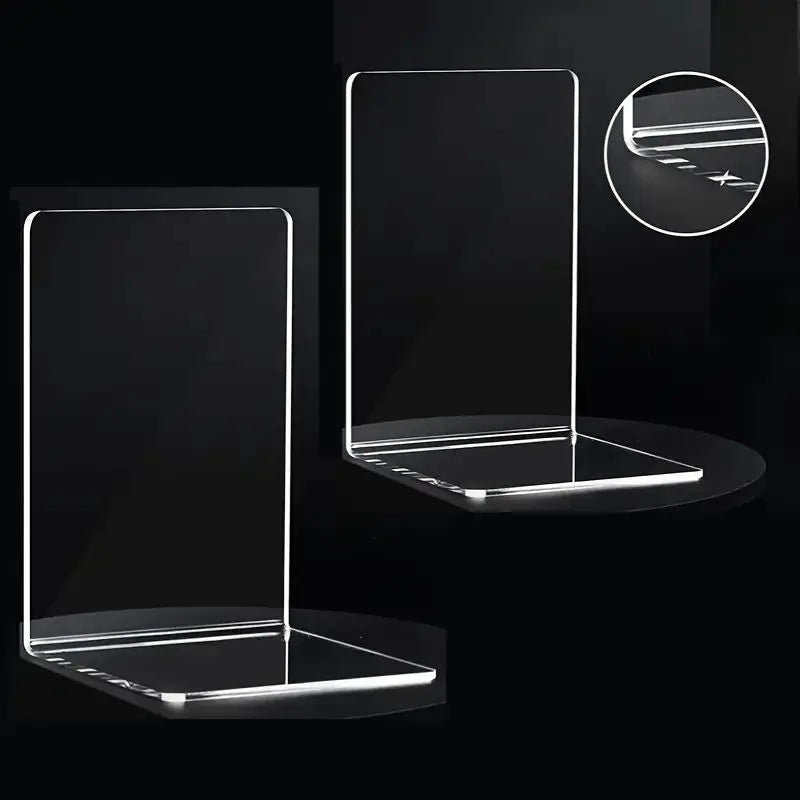 8 Pieces Bookends,Clear Bookends for Shelves,Heavy Duty Book Ends andDesktop Organizer,Book Stopper for Books/Movies/CD