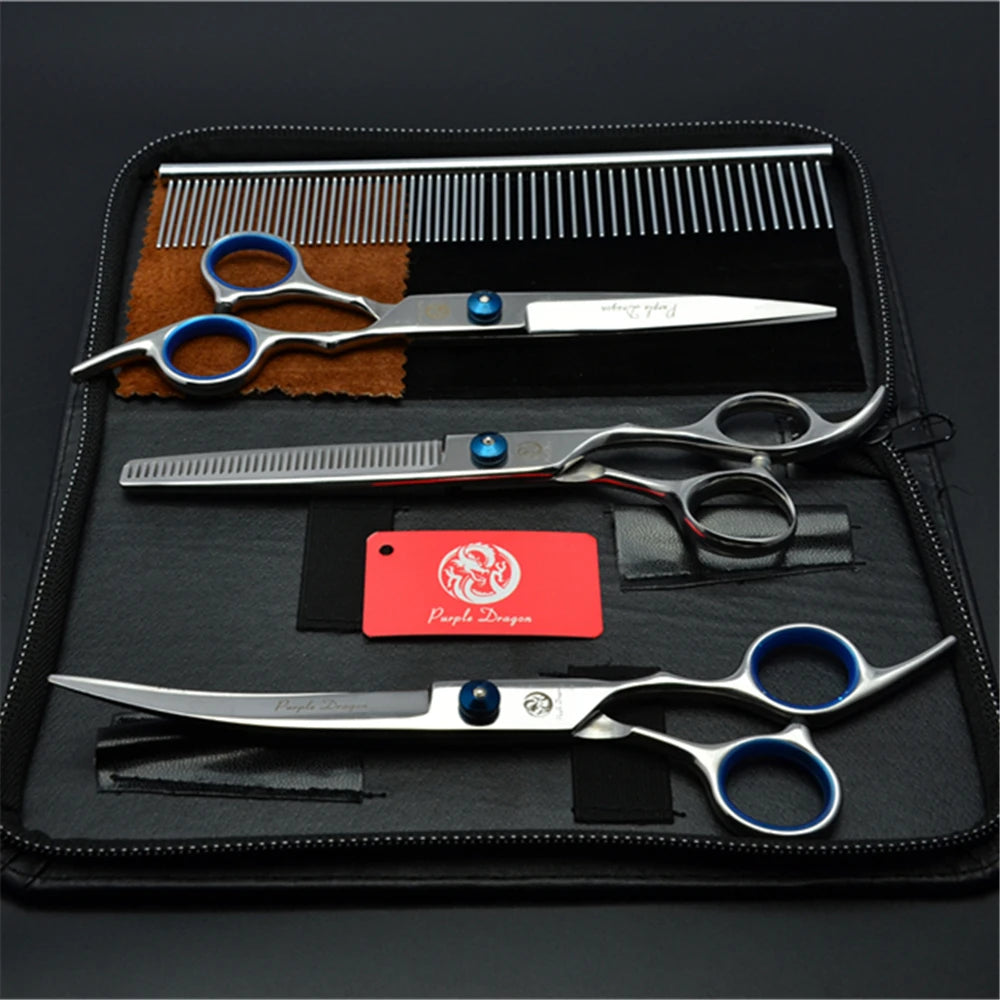 Dog Grooming Scissors 6" Japan Stainless Pet Hairdressing Scissors Cutting Scissors Thinning Shears Curved Scissors Set Z3001