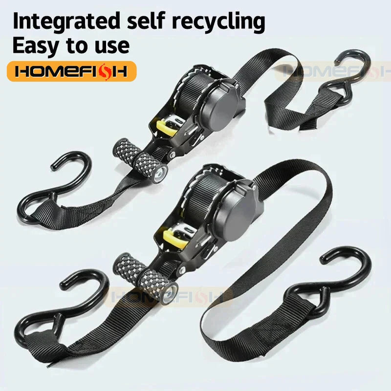 Ratchet Tie Down Straps for Cargo Load Securing, Retractable Belt, 1pc or 2pcs